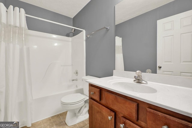 556 Poplar Bnd, Canton, GA 30114 - full bath with toilet, shower / bath combo, vanity, and a textured ceiling