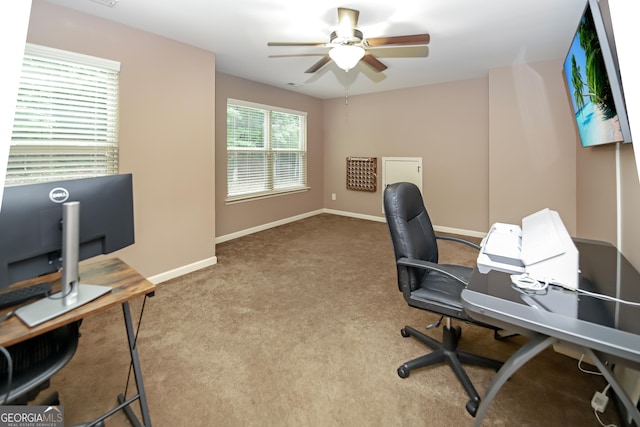 121 Hidden Springs Dr, Lagrange, GA 30240 - carpeted office with a ceiling fan and baseboards