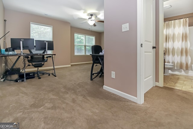 121 Hidden Springs Dr, Lagrange, GA 30240 - office area with carpet floors, ceiling fan, and baseboards