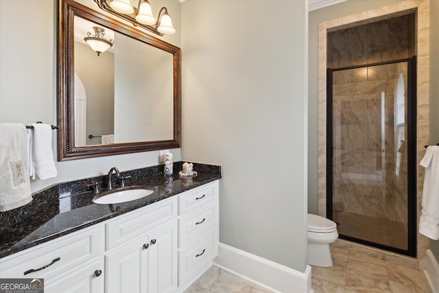 19410 Ga Highway 169, Claxton, GA 30417 - full bathroom featuring baseboards, a stall shower, vanity, and toilet