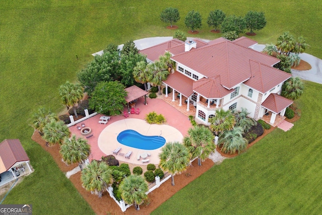 19410 Ga Highway 169, Claxton, GA 30417 - aerial view of property and surrounding area featuring a pool area