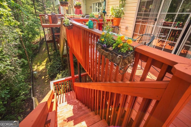 9155 Nesbit Ferry Rd Unit 96, Alpharetta, GA 30022 - wooden terrace with stairway