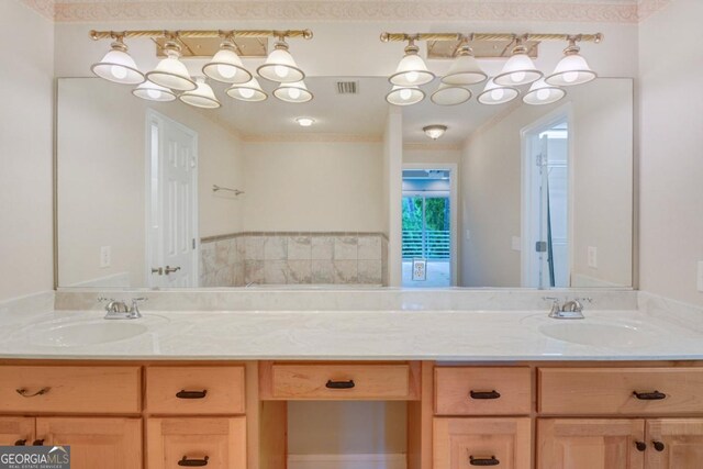 175 Palmera Ln, Brunswick, GA 31525 - bathroom with double vanity and crown molding