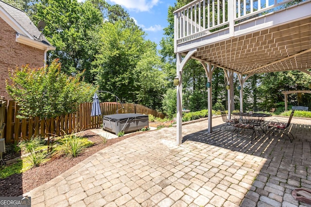 210 Wentworth Ter, Alpharetta, GA 30022 - view of patio / terrace featuring a hot tub and outdoor dining space