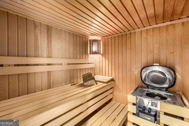 210 Wentworth Ter, Alpharetta, GA 30022 - relaxing sauna / steam room featuring wood ceiling and wood walls