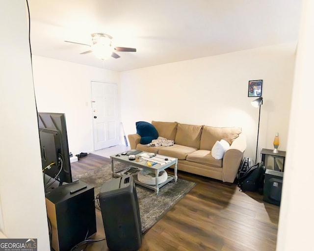 250 Little St Unit B206, Athens, GA 30605 - living room with a ceiling fan and wood finished floors