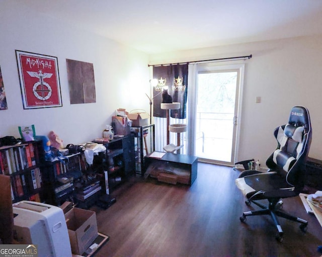 office space featuring wood finished floors