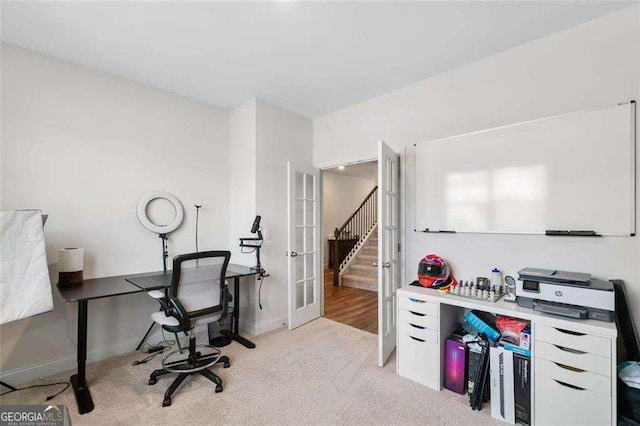 179 Leyland Xing, Dallas, GA 30132 - office area featuring french doors, carpet flooring, and baseboards