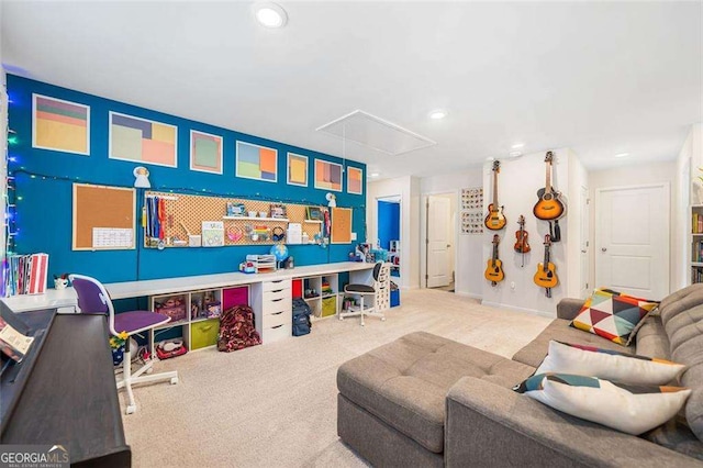 179 Leyland Xing, Dallas, GA 30132 - game room with attic access, carpet, and recessed lighting