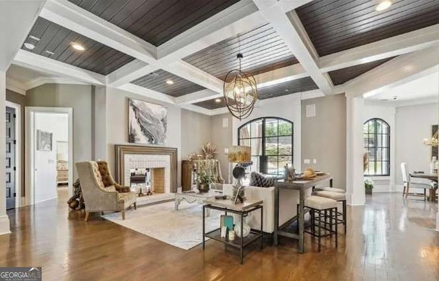 2242 Shoal Creek Rd, Buford, GA 30518 - community lobby featuring coffered ceiling, beamed ceiling, and ornamental molding