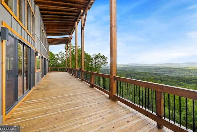 885 Tower Rd, Mineral Bluff, GA 30559 - wooden terrace featuring a mountain view and a view of trees
