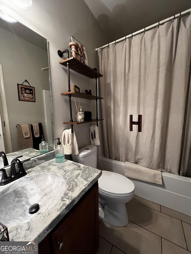 24 Douglas Dr, Jefferson, GA 30549 - full bathroom featuring tile patterned floors, toilet, vanity, and shower / bathtub combination with curtain