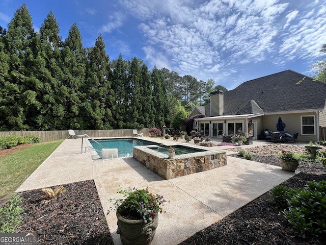 24 Douglas Dr, Jefferson, GA 30549 - view of pool with a patio area, an in-ground hot tub, and a fenced backyard