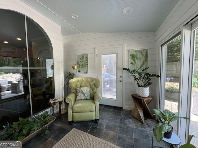 24 Douglas Dr, Jefferson, GA 30549 - sunroom featuring stone tile flooring and wooden walls