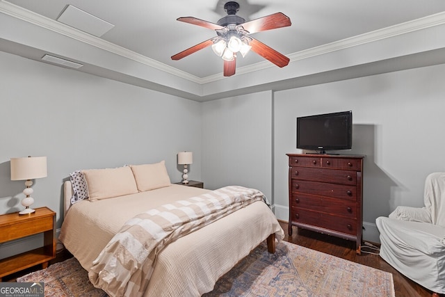 2332 Autumn Maple Dr, Braselton, GA 30517 - bedroom with wood finished floors, ornamental molding, and ceiling fan