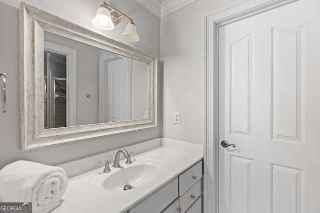 2332 Autumn Maple Dr, Braselton, GA 30517 - bathroom featuring vanity and crown molding