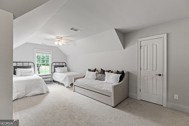 2332 Autumn Maple Dr, Braselton, GA 30517 - bedroom featuring carpet floors, lofted ceiling, a ceiling fan, and baseboards