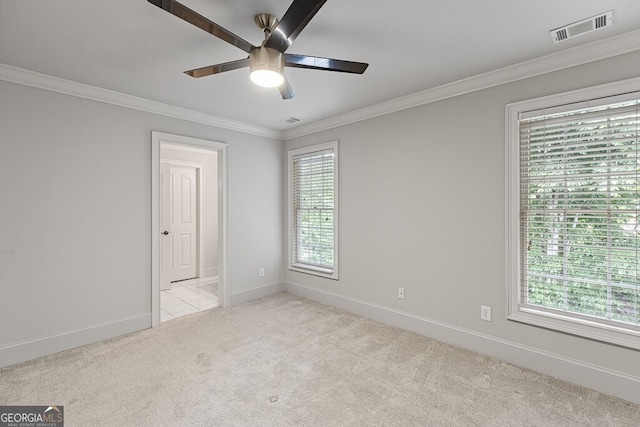 2332 Autumn Maple Dr, Braselton, GA 30517 - unfurnished bedroom featuring carpet floors, baseboards, ornamental molding, and ceiling fan
