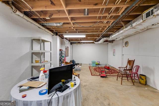 view of unfinished basement