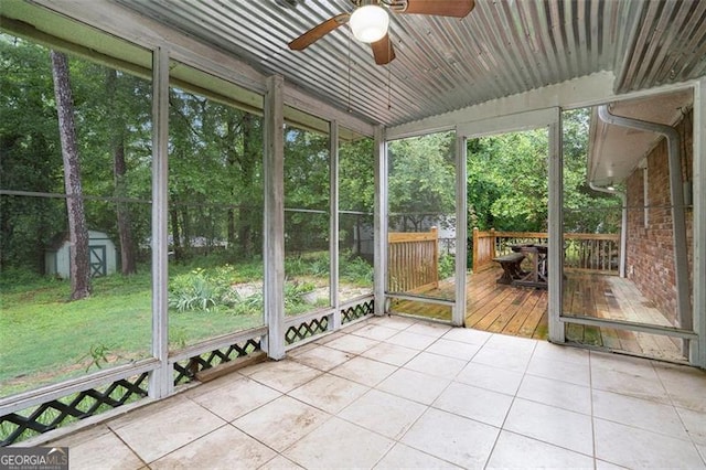 890 Oriole Ln, Marietta, GA 30067 - unfurnished sunroom with ceiling fan and plenty of natural light