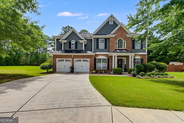 7115 Secret Rose, Douglasville, GA 30134 - view of front of home with brick siding, concrete driveway, a standing seam roof, and a garage