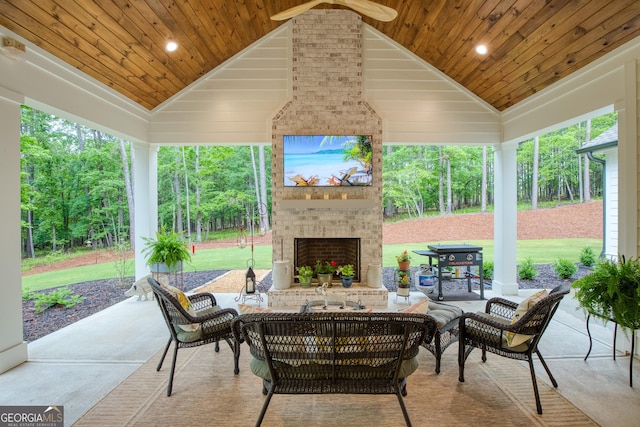 1050 Forrest Highlands, Greensboro, GA 30642 - view of patio with an outdoor living space with a fireplace