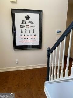232 Spalding Gates Dr, Atlanta, GA 30328 - staircase with baseboards and wood finished floors