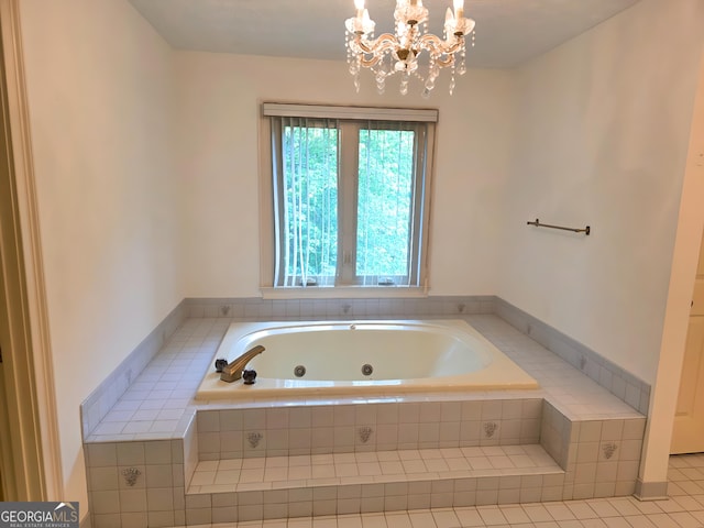 2451 Old Salem Cir SE, Conyers, GA 30013 - full bathroom featuring a tub with jets and a chandelier