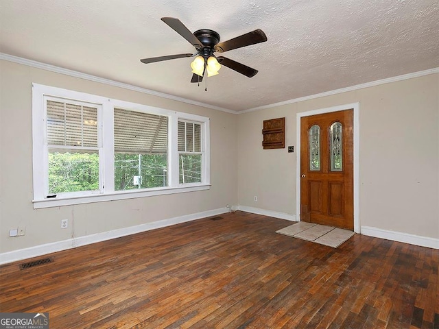 6296 Longino Dr, Union City, GA 30291 - entryway with hardwood / wood-style flooring, plenty of natural light, baseboards, a ceiling fan, and ornamental molding