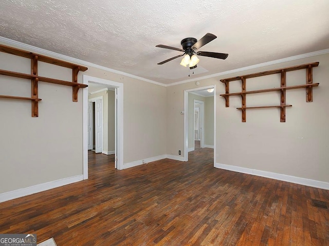 6296 Longino Dr, Union City, GA 30291 - unfurnished room with hardwood / wood-style flooring, a ceiling fan, baseboards, a textured ceiling, and crown molding