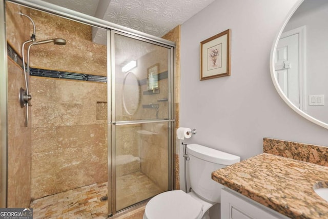 4125 Fallbrook Dr, Duluth, GA 30096 - full bathroom with vanity, toilet, and a shower stall