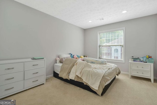 4125 Fallbrook Dr, Duluth, GA 30096 - bedroom with light carpet, baseboards, recessed lighting, and a textured ceiling