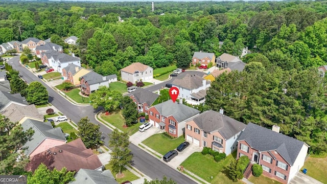 4125 Fallbrook Dr, Duluth, GA 30096 - aerial view of residential area with a heavily wooded area