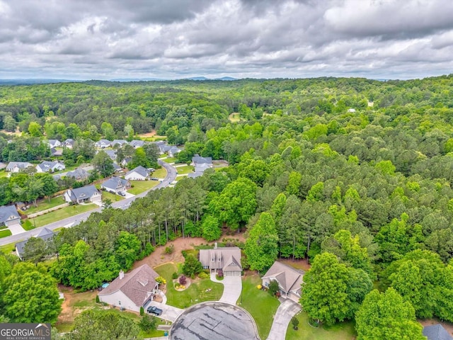 aerial view of a heavily wooded area