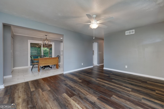 132 Jefferson Dr, Columbus, GA 31907 - living area with baseboards, wood finished floors, a chandelier, and a ceiling fan