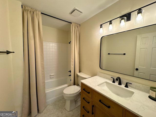 3340 Zingara Rd, Conyers, GA 30012 - bathroom featuring toilet, shower / bath combo, and vanity