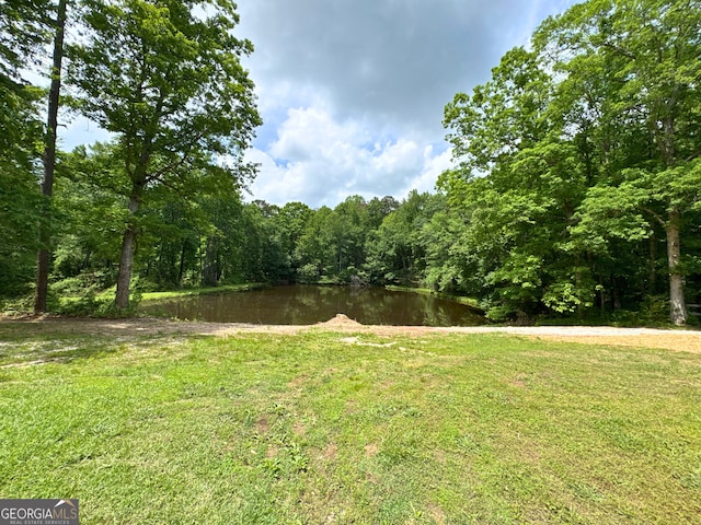 3340 Zingara Rd, Conyers, GA 30012 - view of green lawn featuring a water view and a forest view