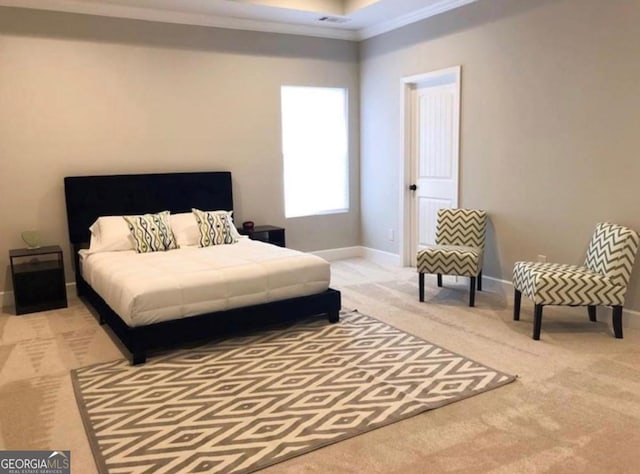2132 Memorial Dr SE, Atlanta, GA 30317 - bedroom featuring light carpet, crown molding, and baseboards