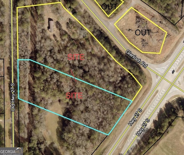 67 Glenloch Rd, Roopville, GA 30170 - aerial map of property and surrounding area featuring property parcel outlined