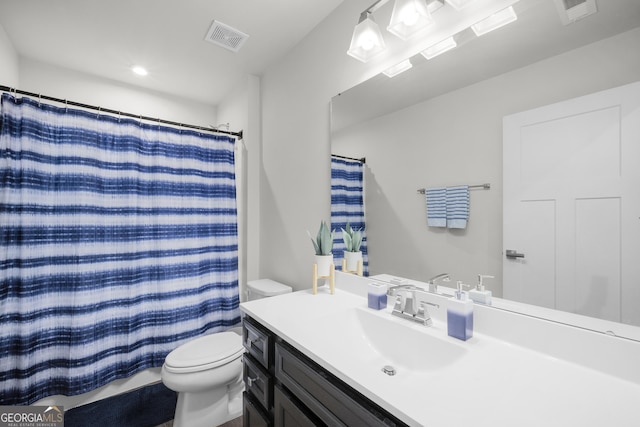 838 Maduro Way, Mcdonough, GA 30253 - full bath with toilet, vanity, and a shower with shower curtain