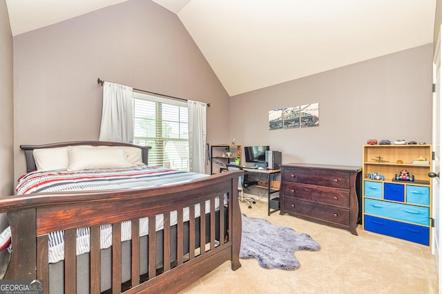 139 Village Park Dr, Newnan, GA 30265 - carpeted bedroom with high vaulted ceiling and a desk