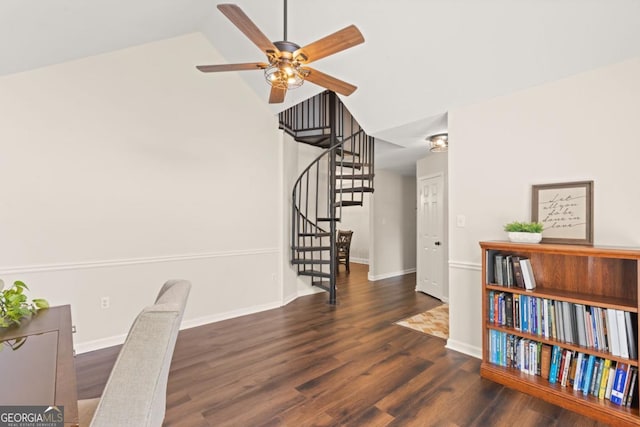 109 Principal Way, Guyton, GA 31312 - office with ceiling fan, wood finished floors, baseboards, and lofted ceiling