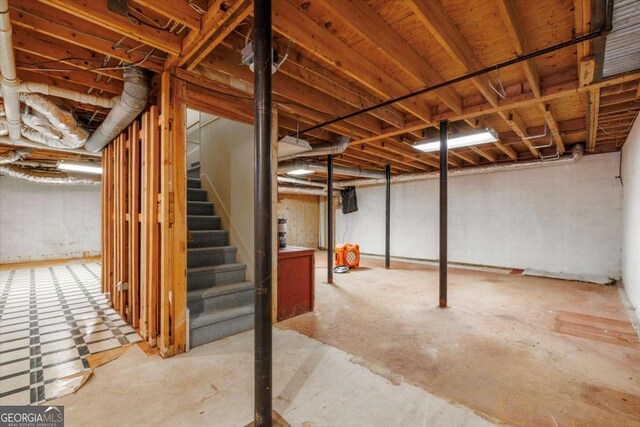 unfinished below grade area with stairs