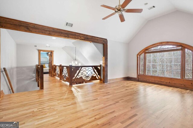 355 Clark Creek Pass, Acworth, GA 30102 - hall with an upstairs landing, a chandelier, light wood-style flooring, and recessed lighting