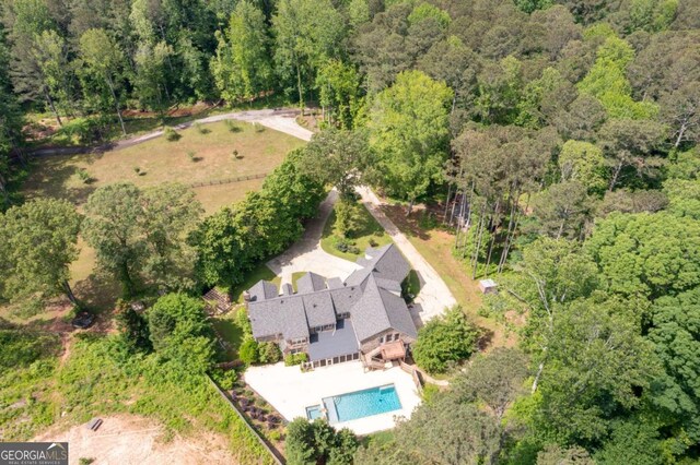 355 Clark Creek Pass, Acworth, GA 30102 - aerial overview of property's location featuring a heavily wooded area and a pool area