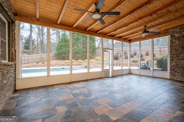 355 Clark Creek Pass, Acworth, GA 30102 - unfurnished sunroom featuring ceiling fan and plenty of natural light