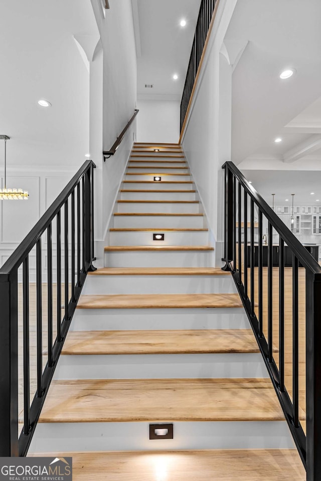 400 Auburn Rd, Auburn, GA 30011 - stairway with recessed lighting and a towering ceiling