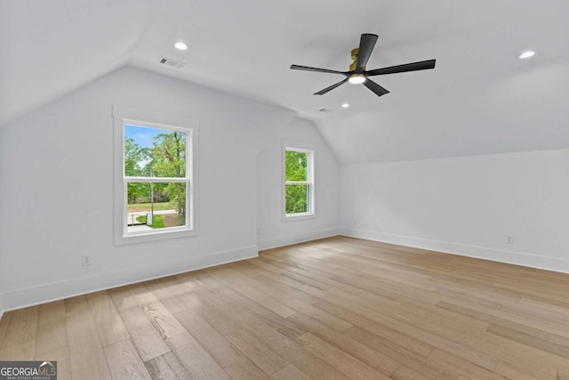 400 Auburn Rd, Auburn, GA 30011 - bonus room featuring vaulted ceiling, light wood-type flooring, recessed lighting, a ceiling fan, and baseboards