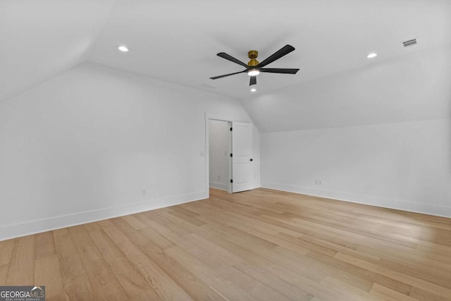 400 Auburn Rd, Auburn, GA 30011 - additional living space with lofted ceiling, recessed lighting, baseboards, ceiling fan, and light wood finished floors