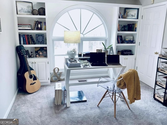 office area featuring carpet flooring